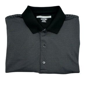 GREG NORMAN BLACK WITH WHITE STRIPE PLAY DRY COLLARED POLO SHIRT
